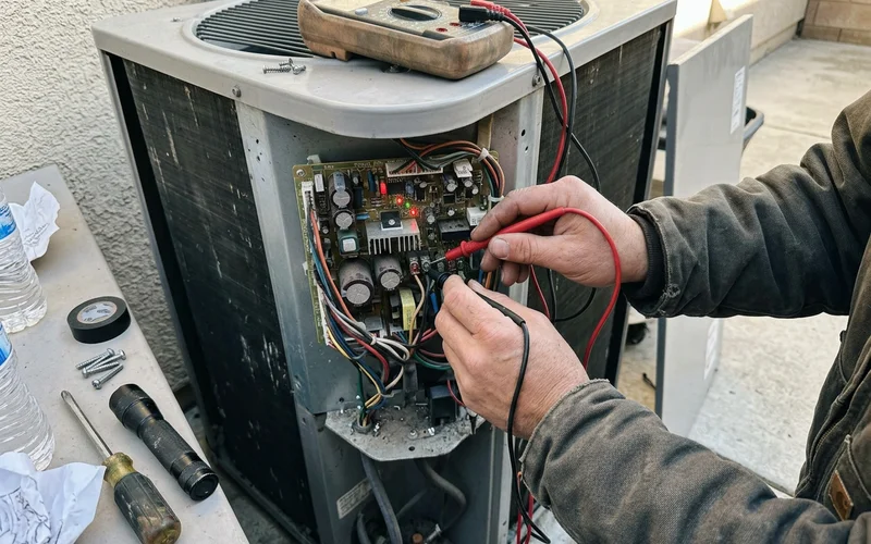 Heat pump inverter board with diagnostic codes during fault testing