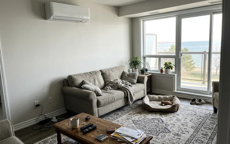 Fujitsu wall-mounted head in a lakeside Mississauga living room