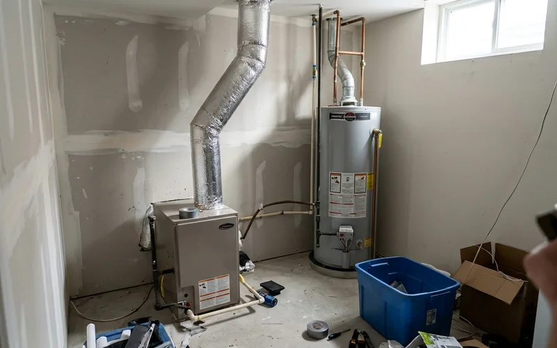 Short duct runs from a Gree Flexx air handler in a basement suite