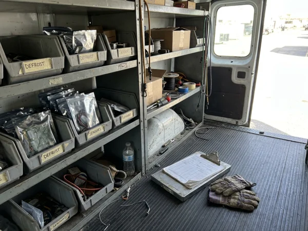 Daikin defrost boards and sensors stocked in a service van