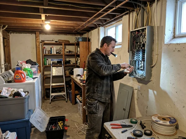 Electrician installing a dedicated mini-split breaker
