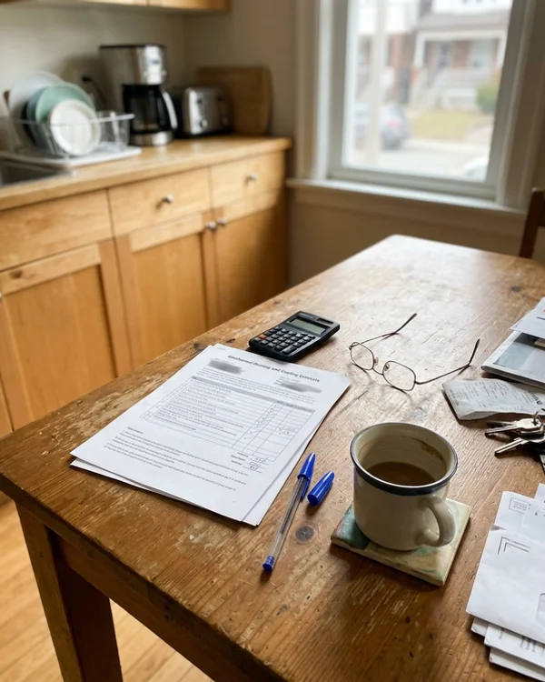 Geothermal quote and calculator on a kitchen table