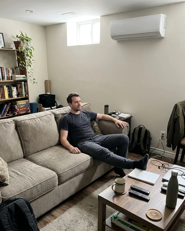 Same basement suite with a mini-split head and no space heater